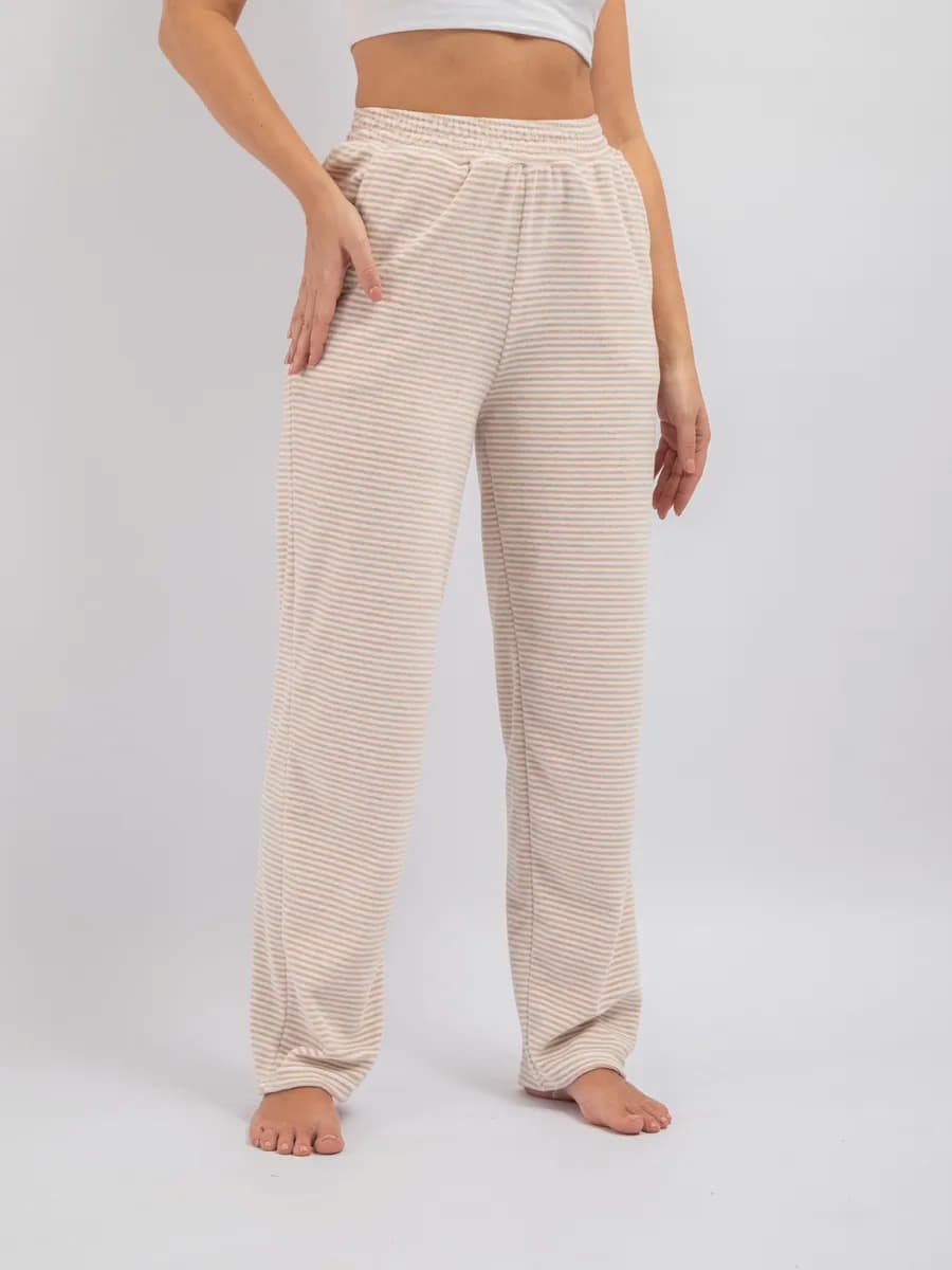 Штаны пижамные домашние палаццо на резинке хлопок