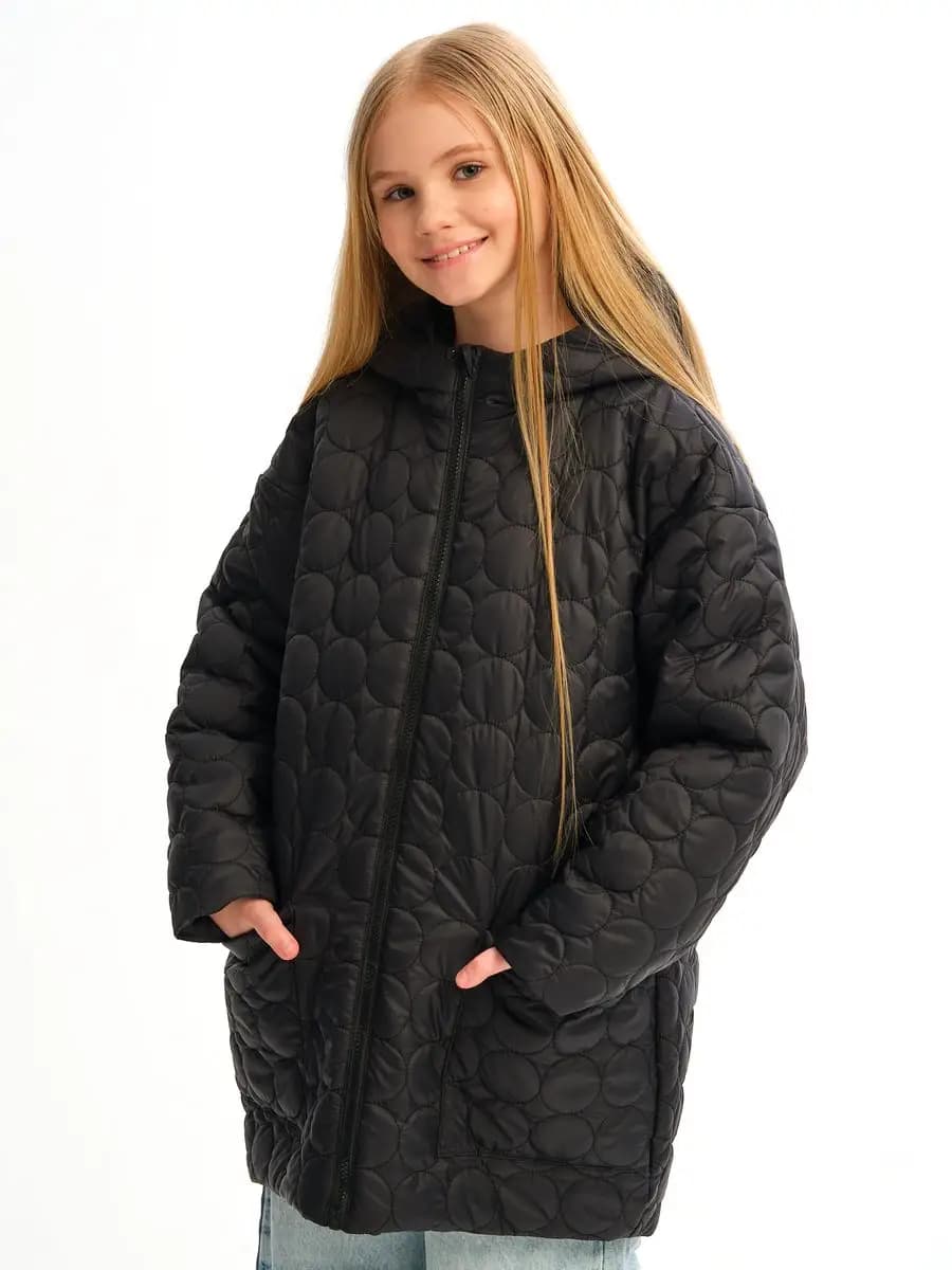 Демисезонная куртка школьное стеганое пальто черное