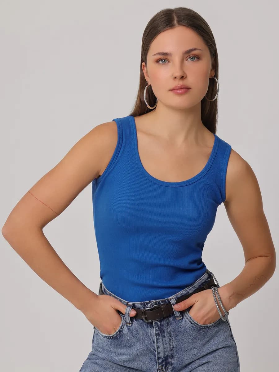 Майка в рубчик базовая под пиджак спортивная