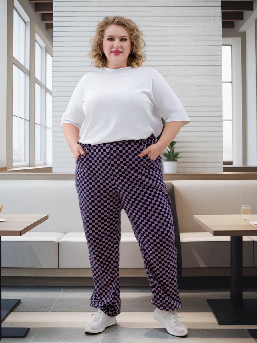 женские домашние брюки на резинке хлопок большие размеры