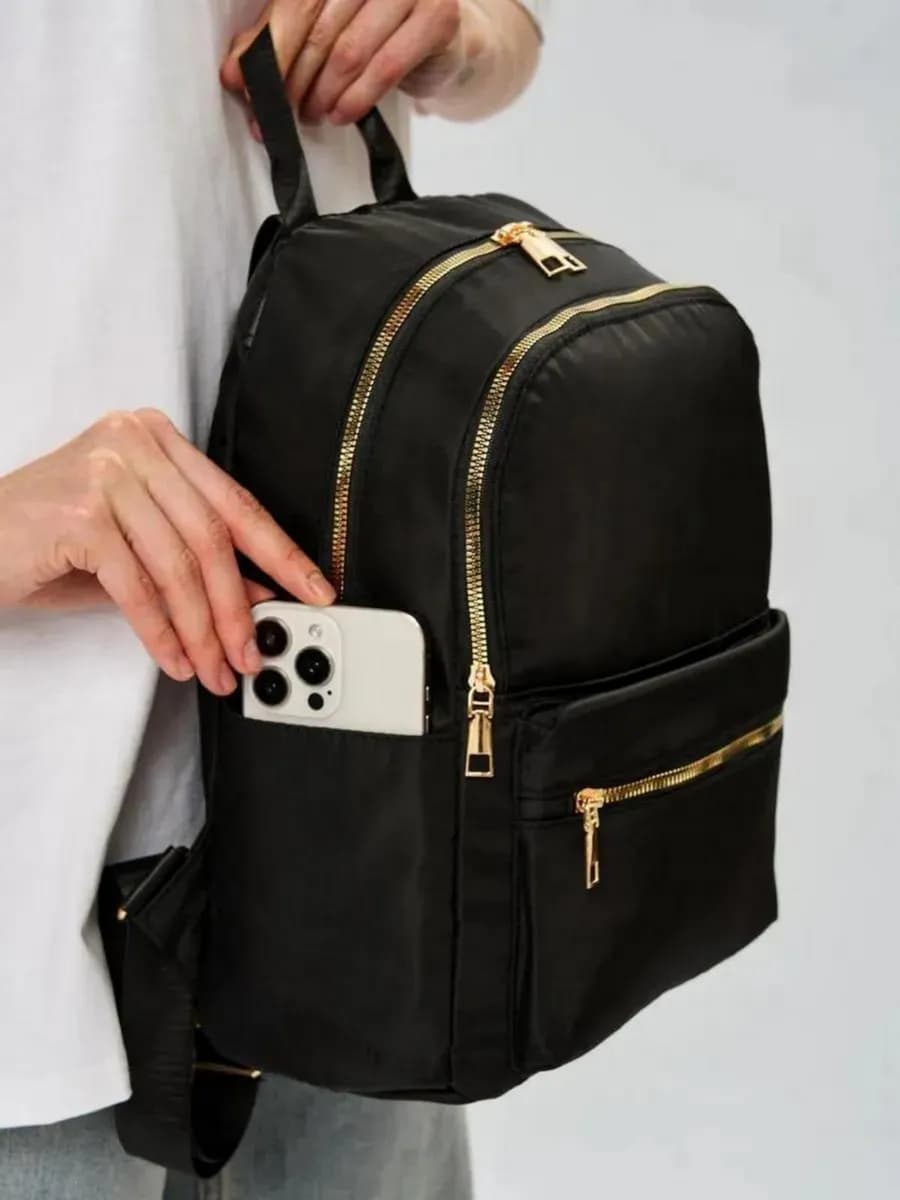 Рюкзак городской черный тканевый универсальный