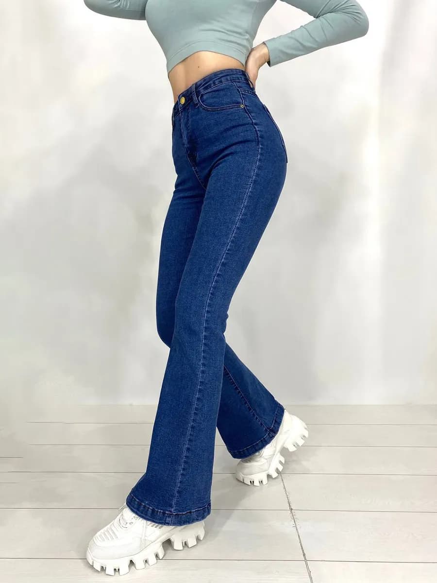 джинсы клеш с высокой посадкой