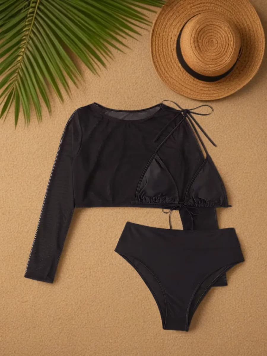 Купальник раздельный с высокой посадкой - фото 1