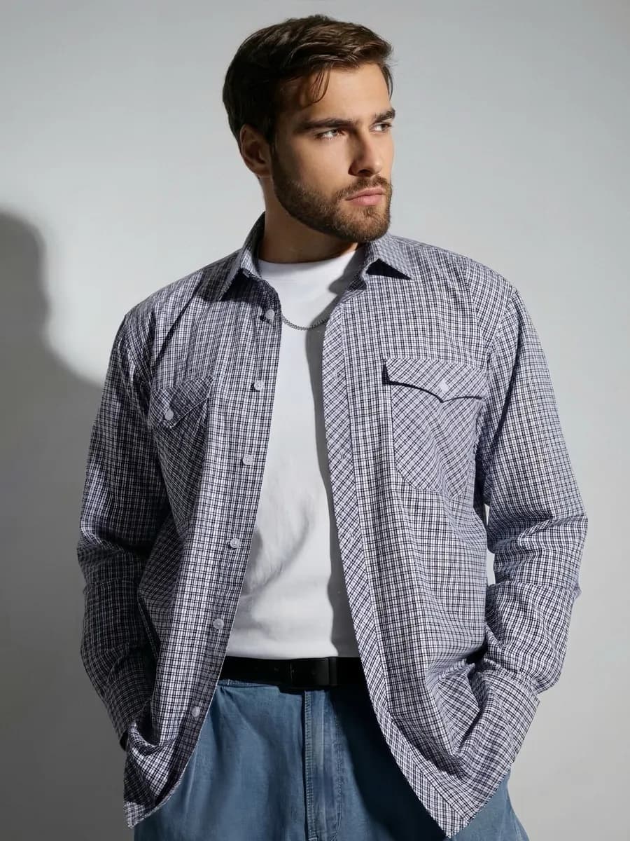Рубашка с длинным рукавом клетчатая
