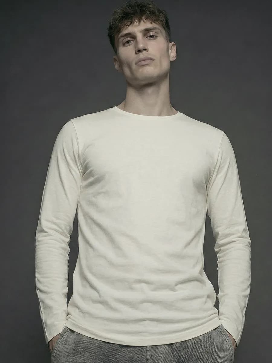 Лонгслив белый футболка с длинным рукавом хлопок