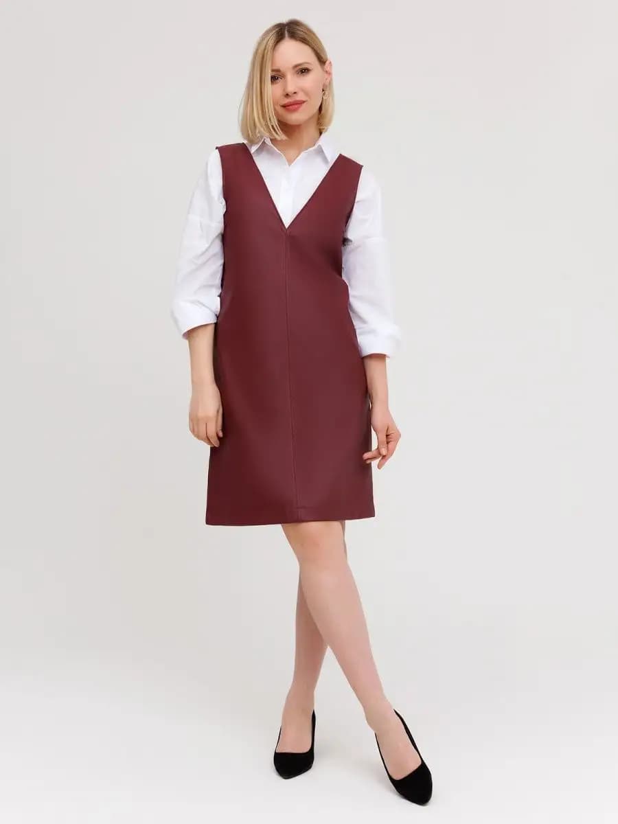 Сарафан женский офисный кожаный, длинный, стильный, домашний