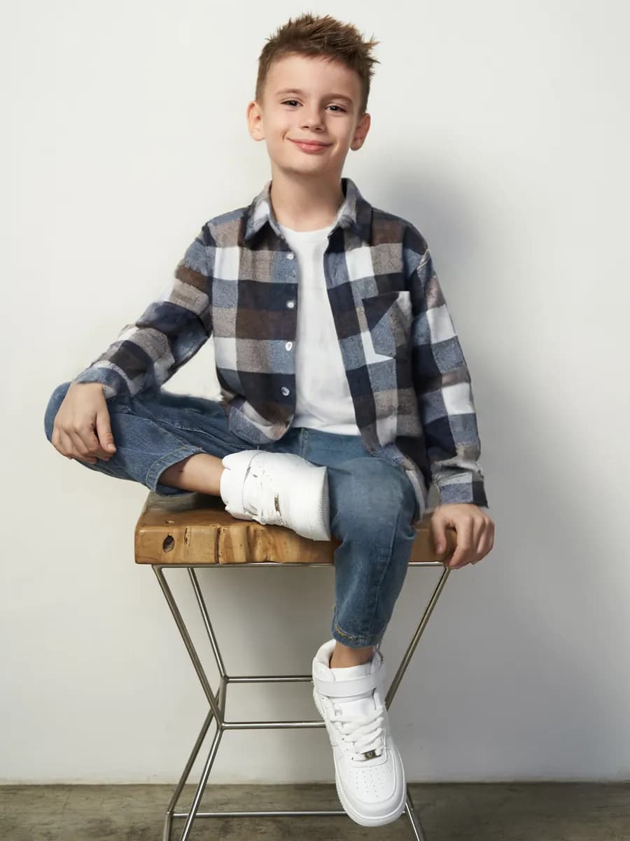 Рубашка в клетку детская хлопок