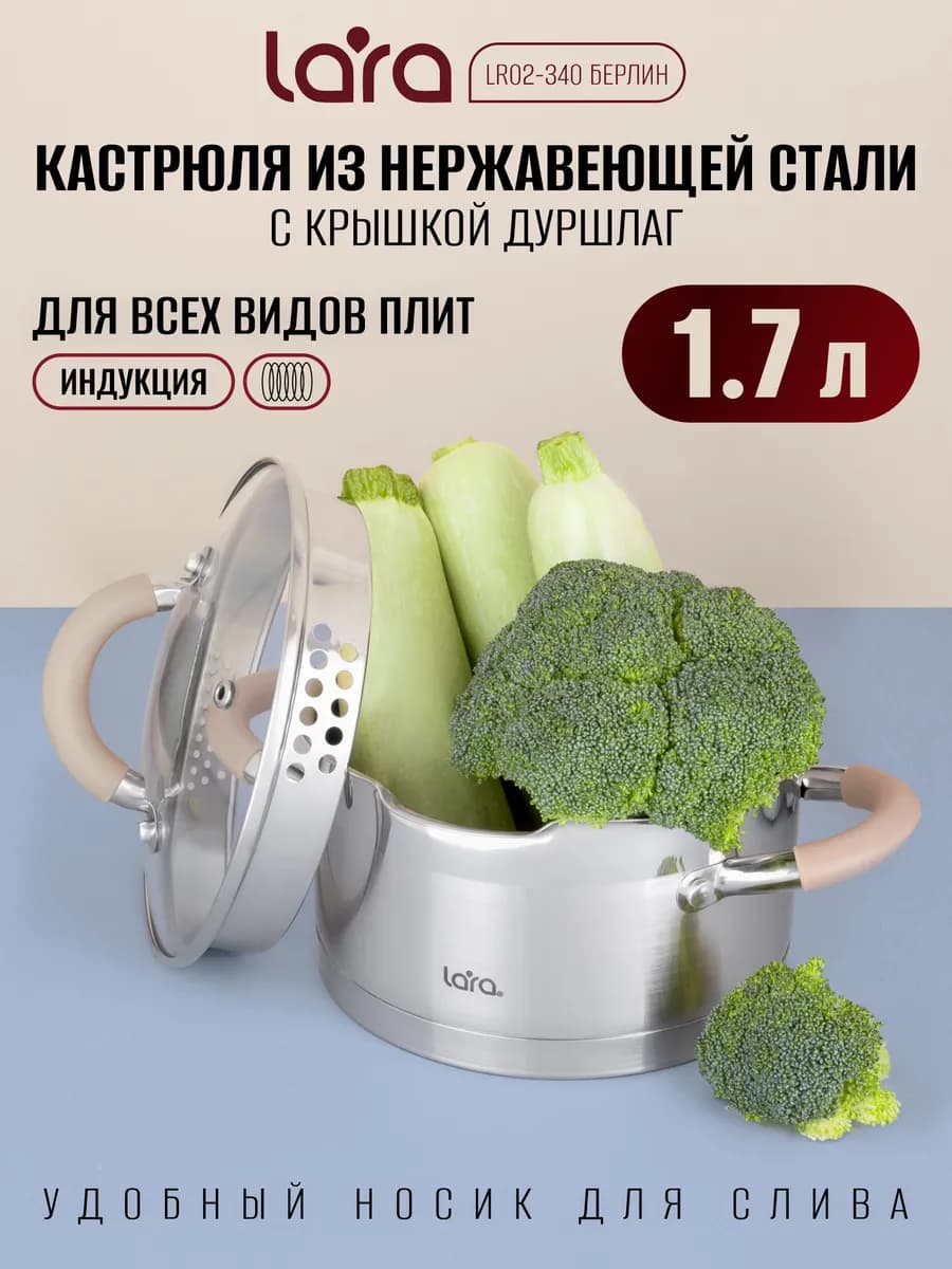 Кастрюля 1,7 л из нержавеющей стали LR02-340