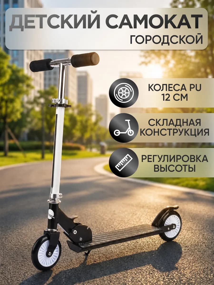 Самокат детский двухколесный складной красный