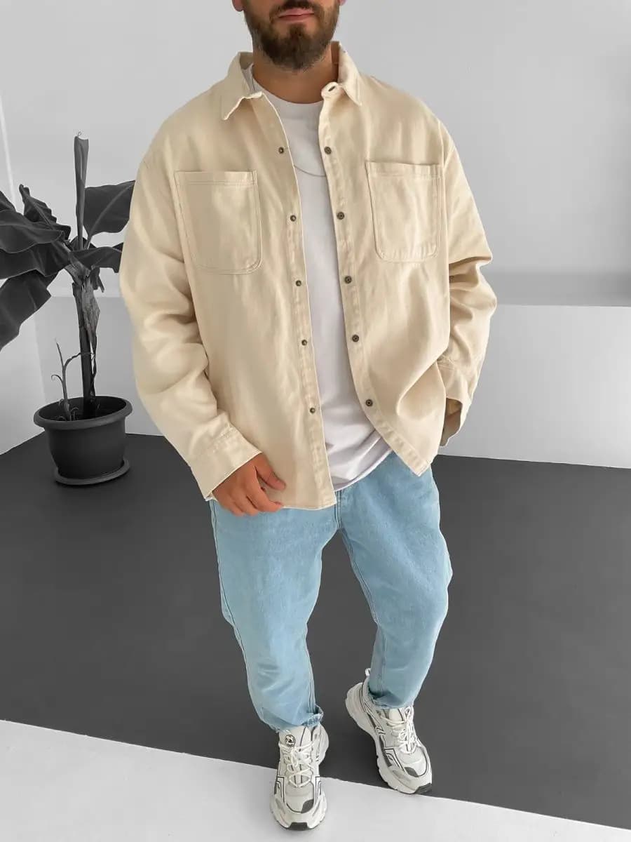 Рубашка джинсовая оверсайз с длинным рукавом