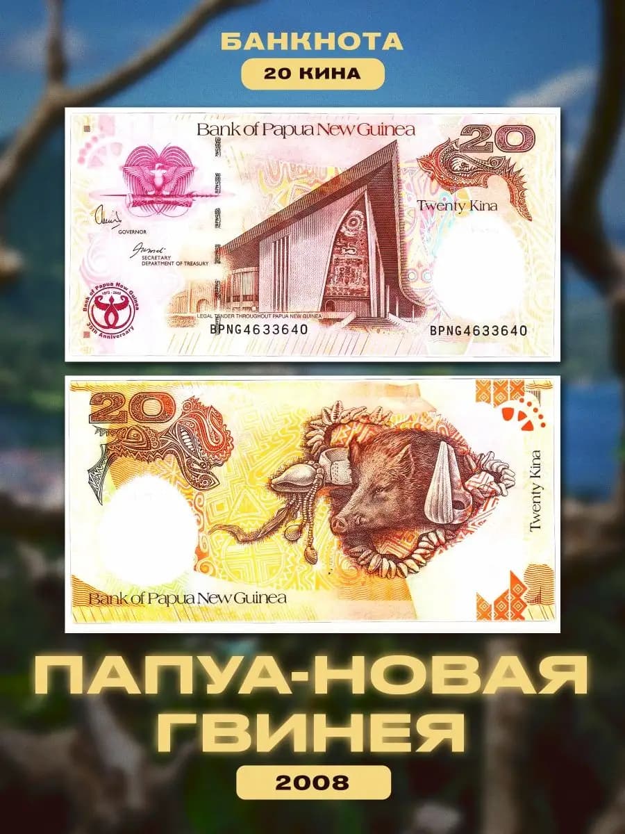 Коллекционная банкнота Папуа-Новая Гвинея 20 кина 2008