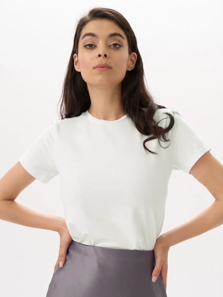 Футболка молочная однотонная хлопок - фото 1