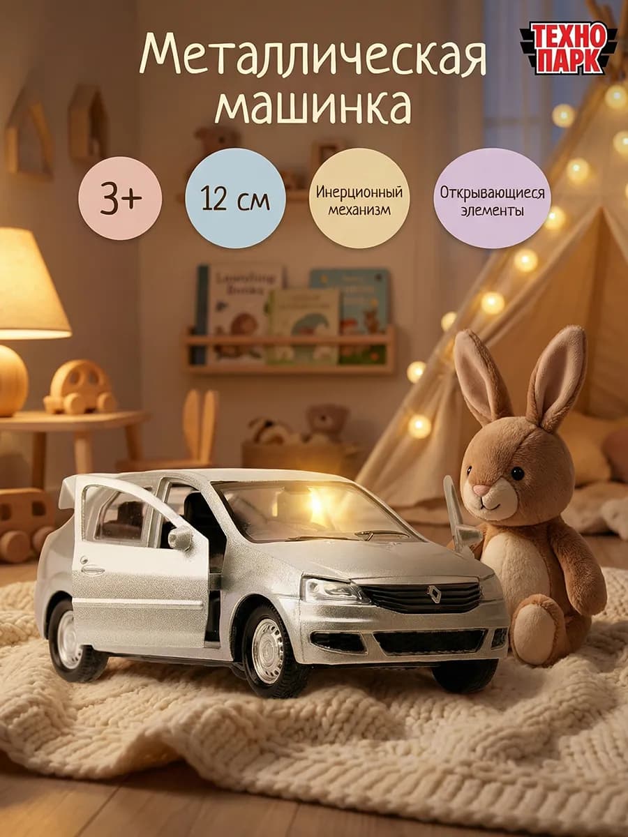 Машинка детская металлическая рено