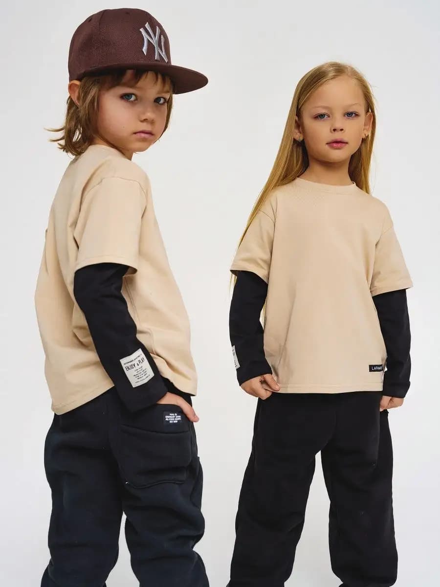 Лонгслив оверсайз с двойным рукавом