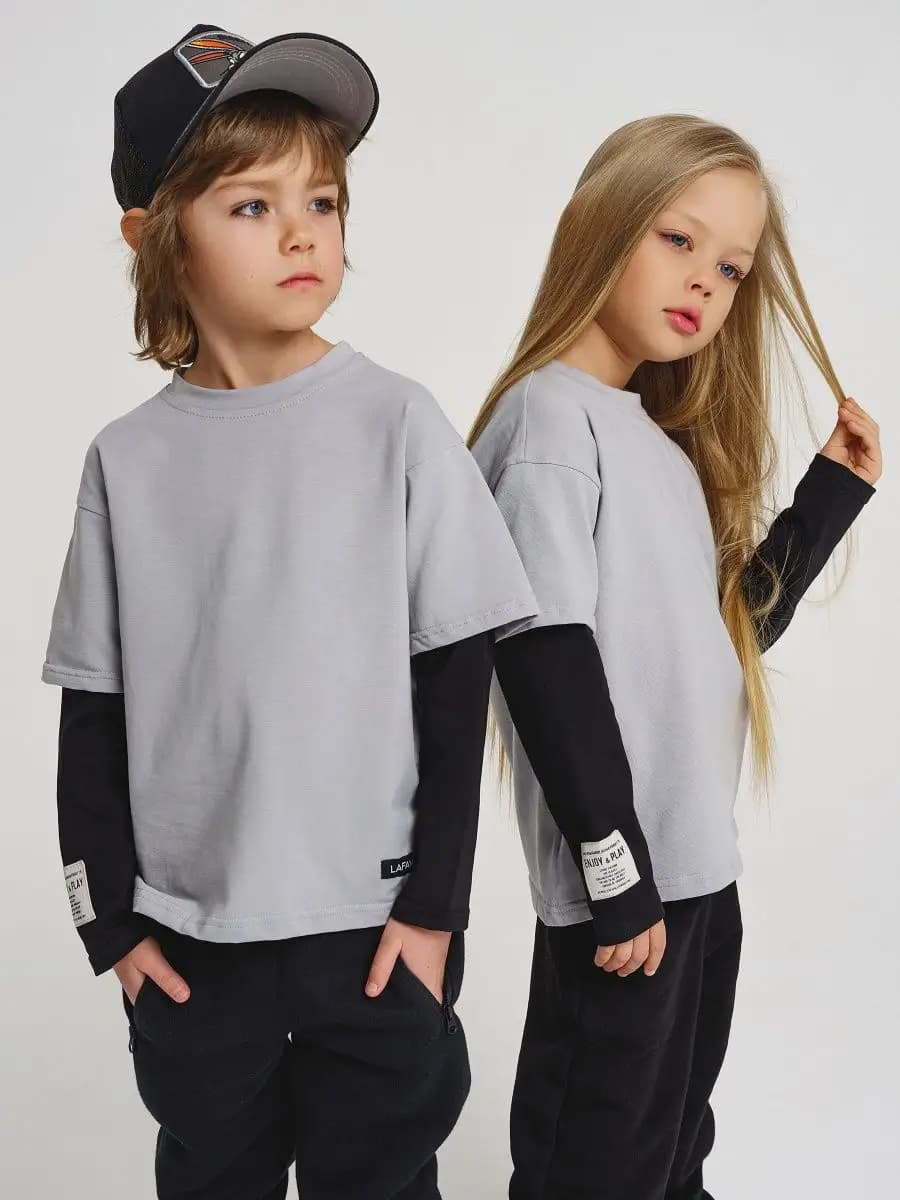 Лонгслив оверсайз с двойным рукавом