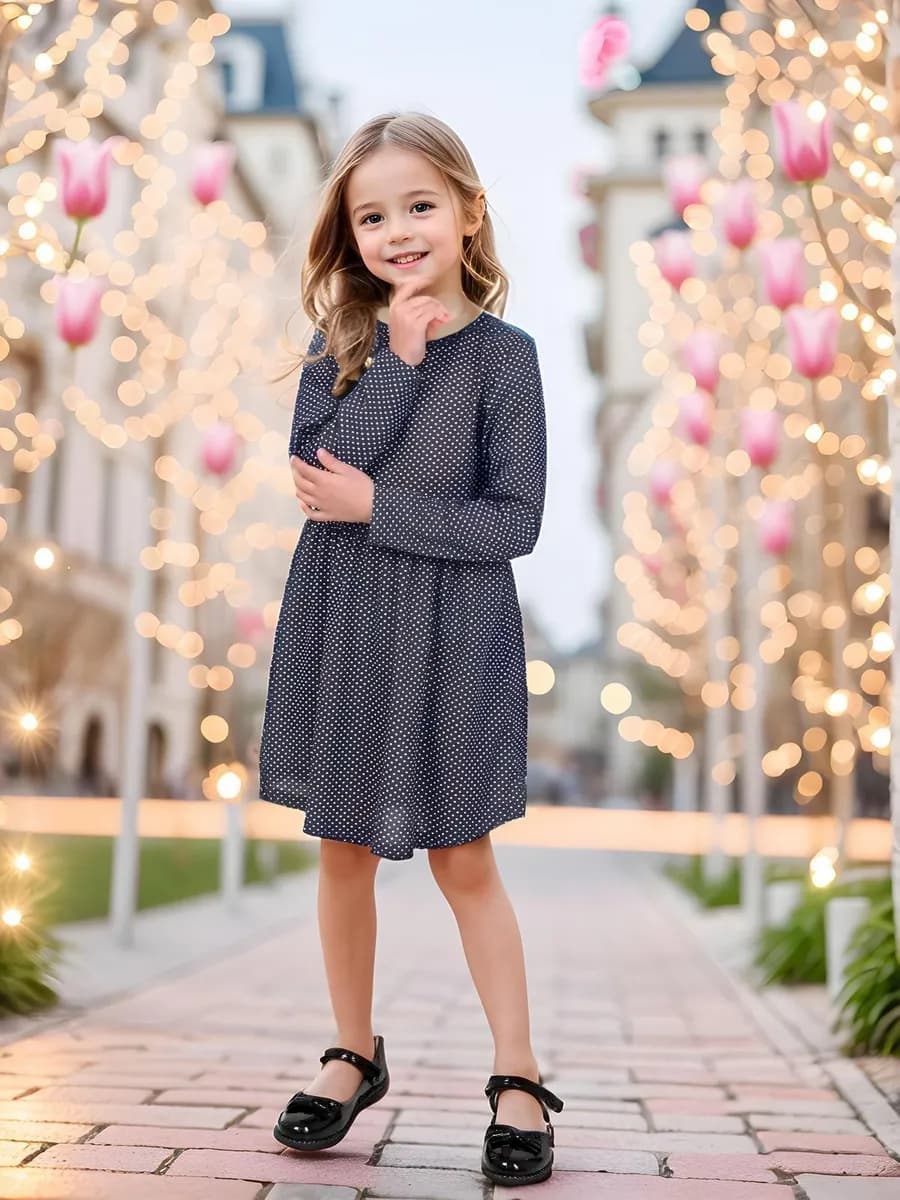 Платье в садик с длинным рукавом