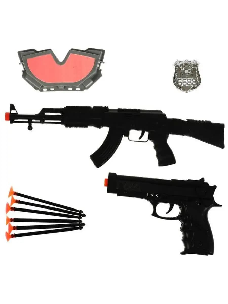 Игрушечное оружие автомат калашникова пистолет с присосками - фото 1