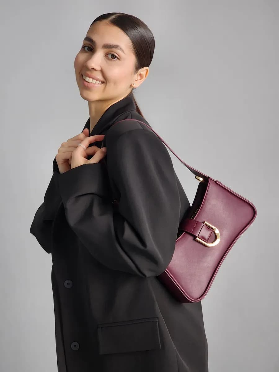 Сумка багет бордовый