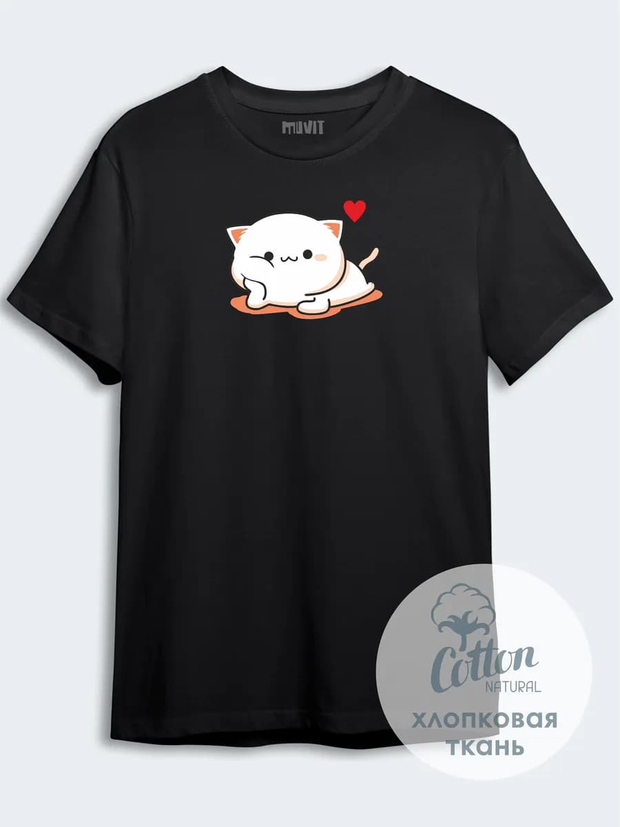 Черная футболка с котиками
