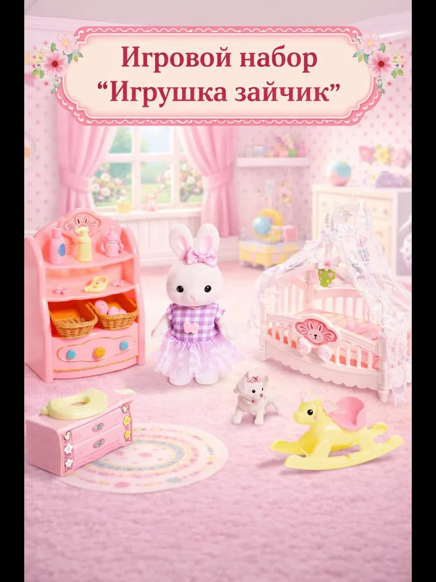 Игровой набор "Игрушка зайчик" мебель питомец и аксессуары