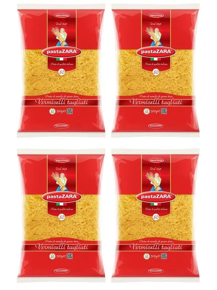 Макаронные изделия Pasta Zara 080 Вермишель, 500 г 4уп