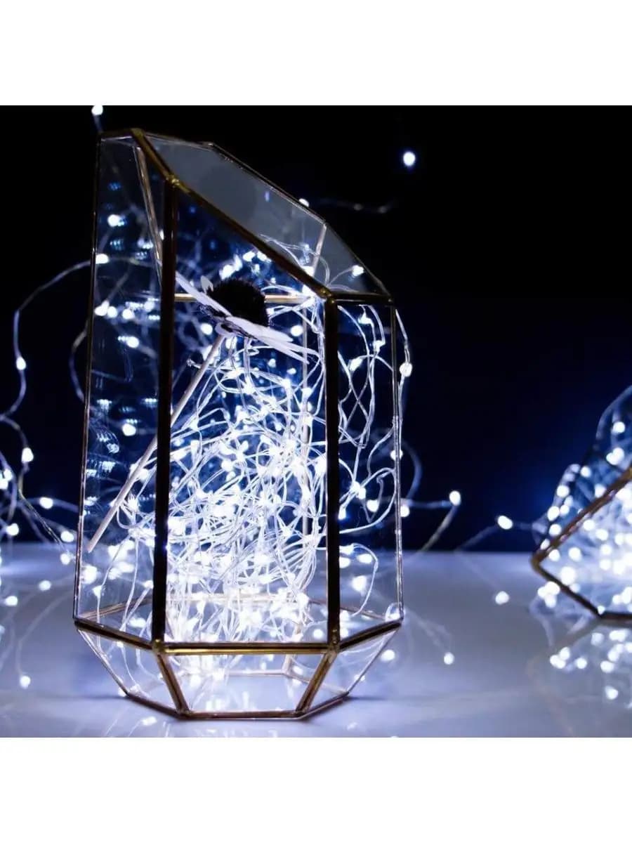 Гирлянда роса на батарейках белый 2 штуки