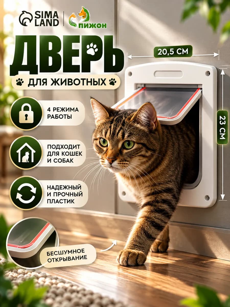 Дверь для животных с 4 режимами