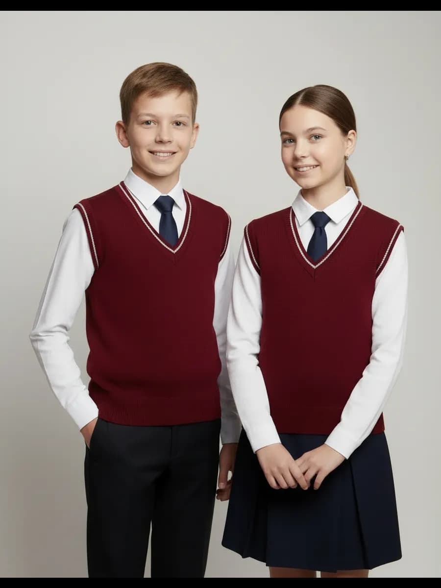 Жилет для девочки мальчика школьная бордовый жилетка школьны