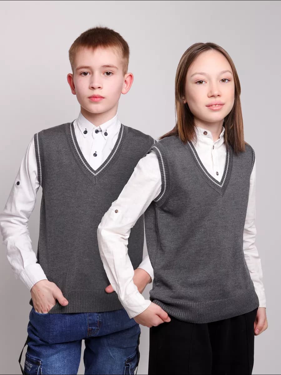 Жилет для девочки мальчика школьная серый жилетка школьный