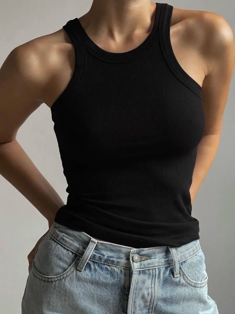 Майка под пиджак в рубчик