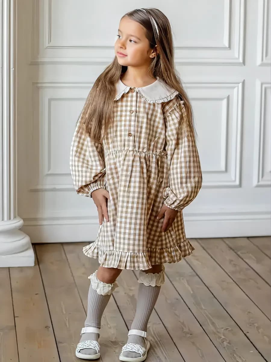 Платье для девочки нарядное в клетку - фото 1
