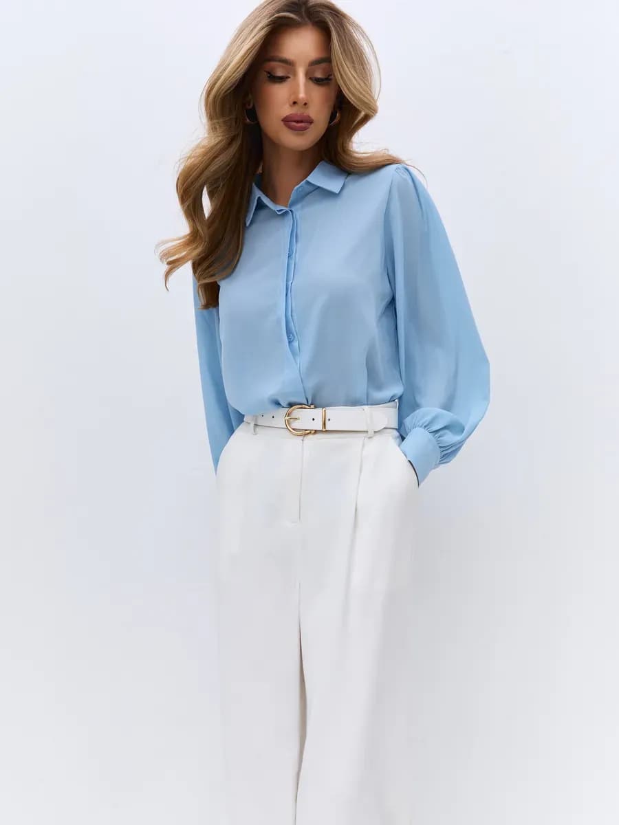 Блузка офисная шифон полупрозрачная - фото 1