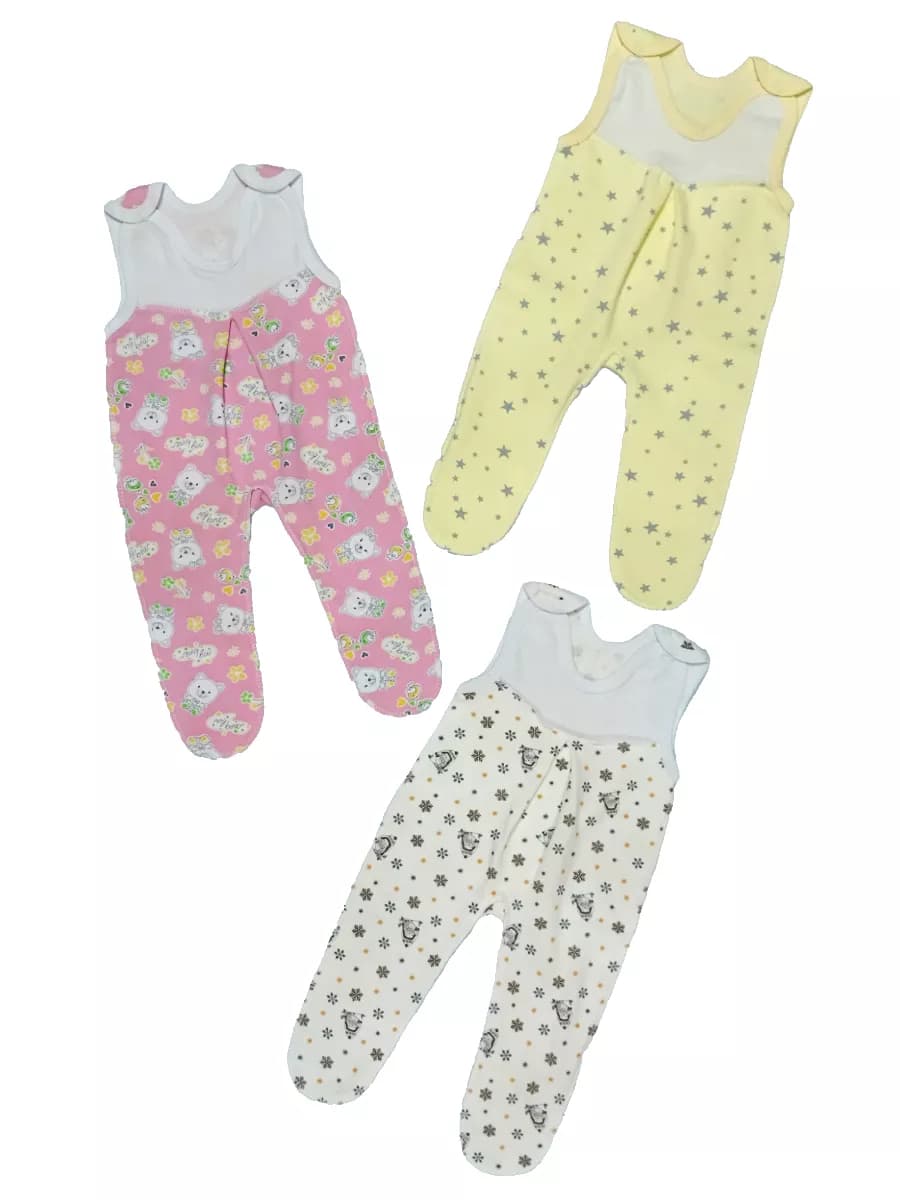 Ползунки тёплые на лямках для новорождённых набор 3 штуки