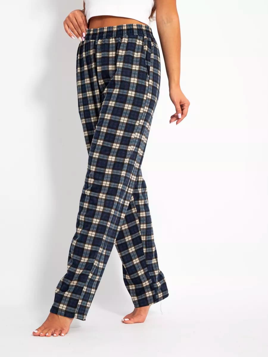 Пижамные домашние штаны в клетку хлопок