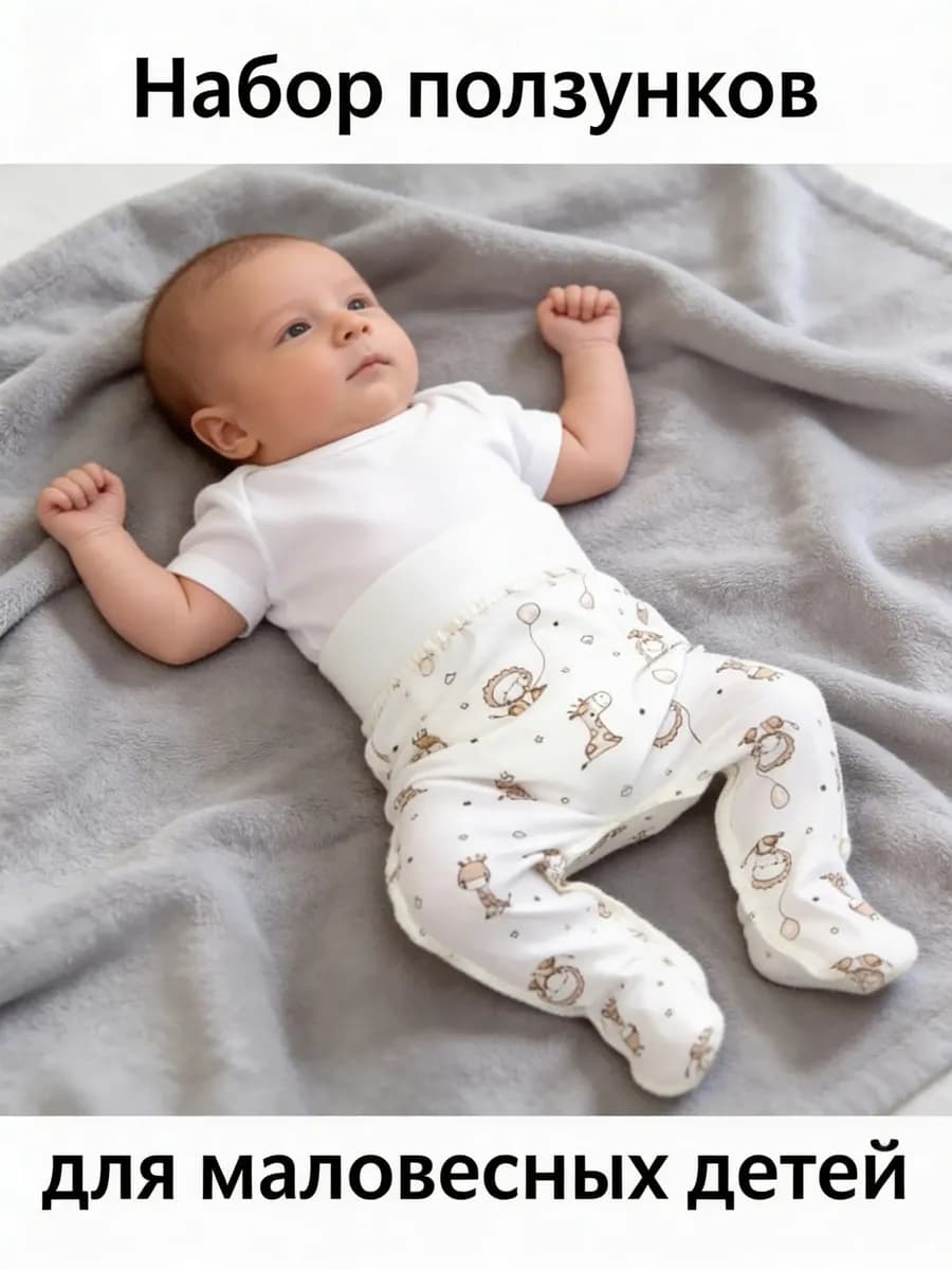 Ползунки для маловесных детей из кулирки, комплект 3 штуки - фото 1