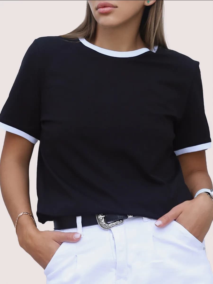 Футболка женская однотонная хлопок оверсайз под пиджак