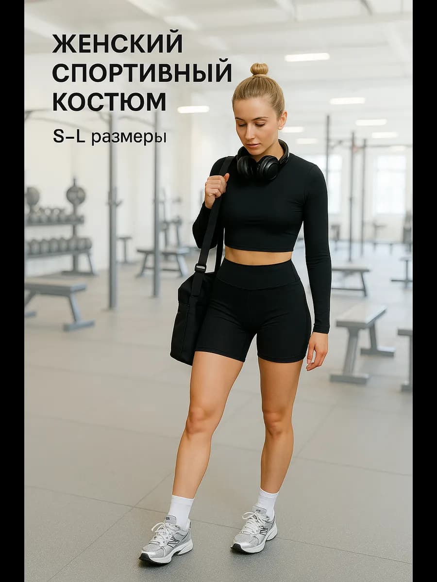 Спортивный костюм для фитнеса с шортами