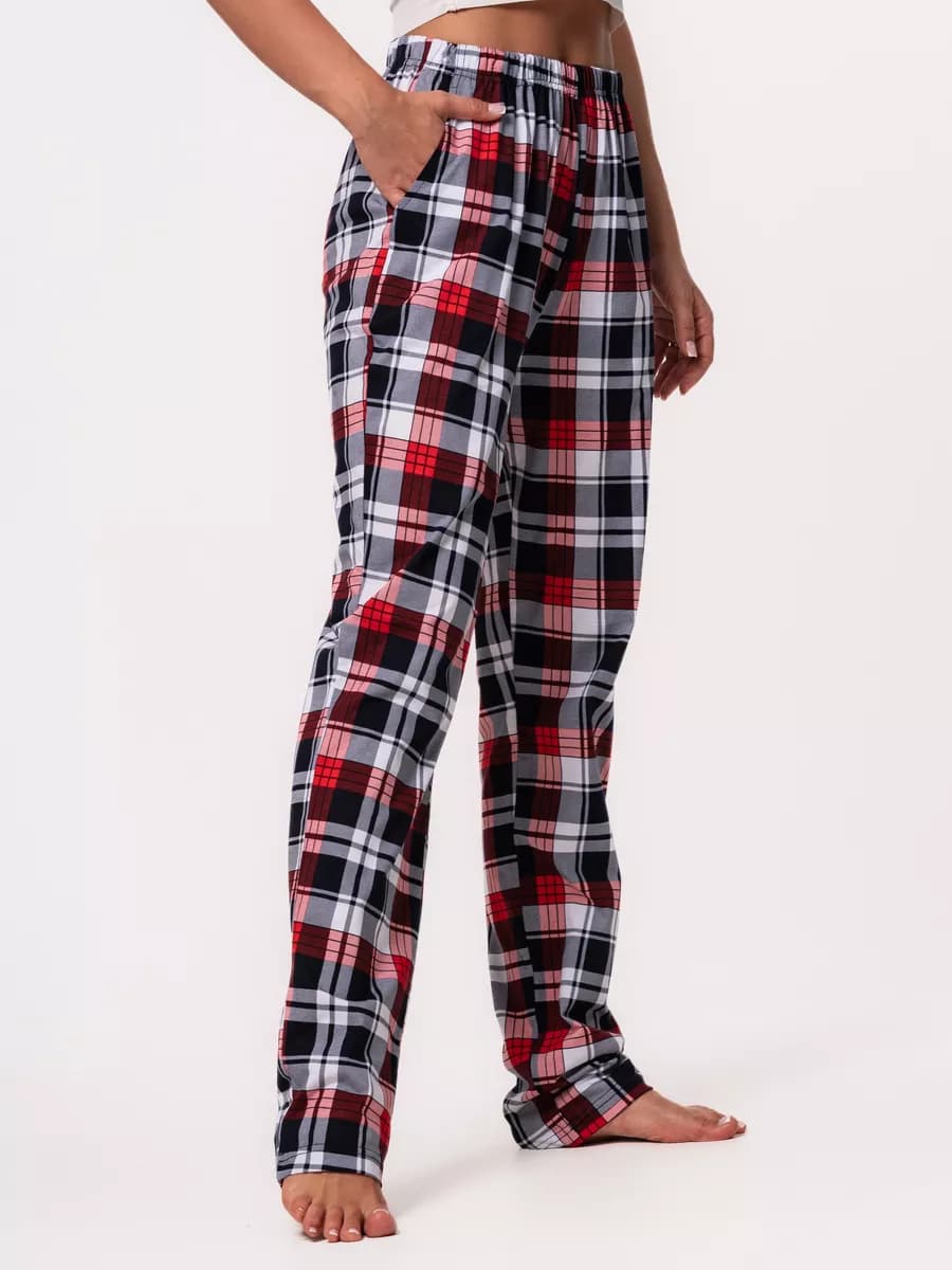 Брюки пижамные трикотажные для дома хлопковые - фото 1