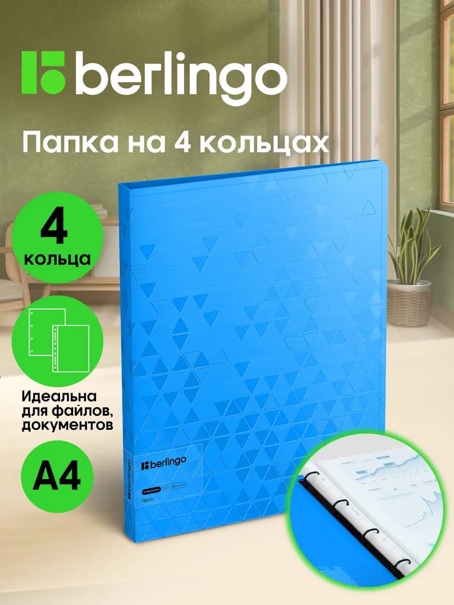 Папка на кольцах для документов и файлов, А4