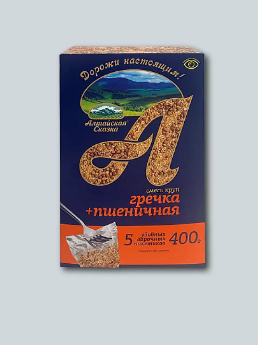 Гречка + пшеничная крупа в пакетах 400г 1шт