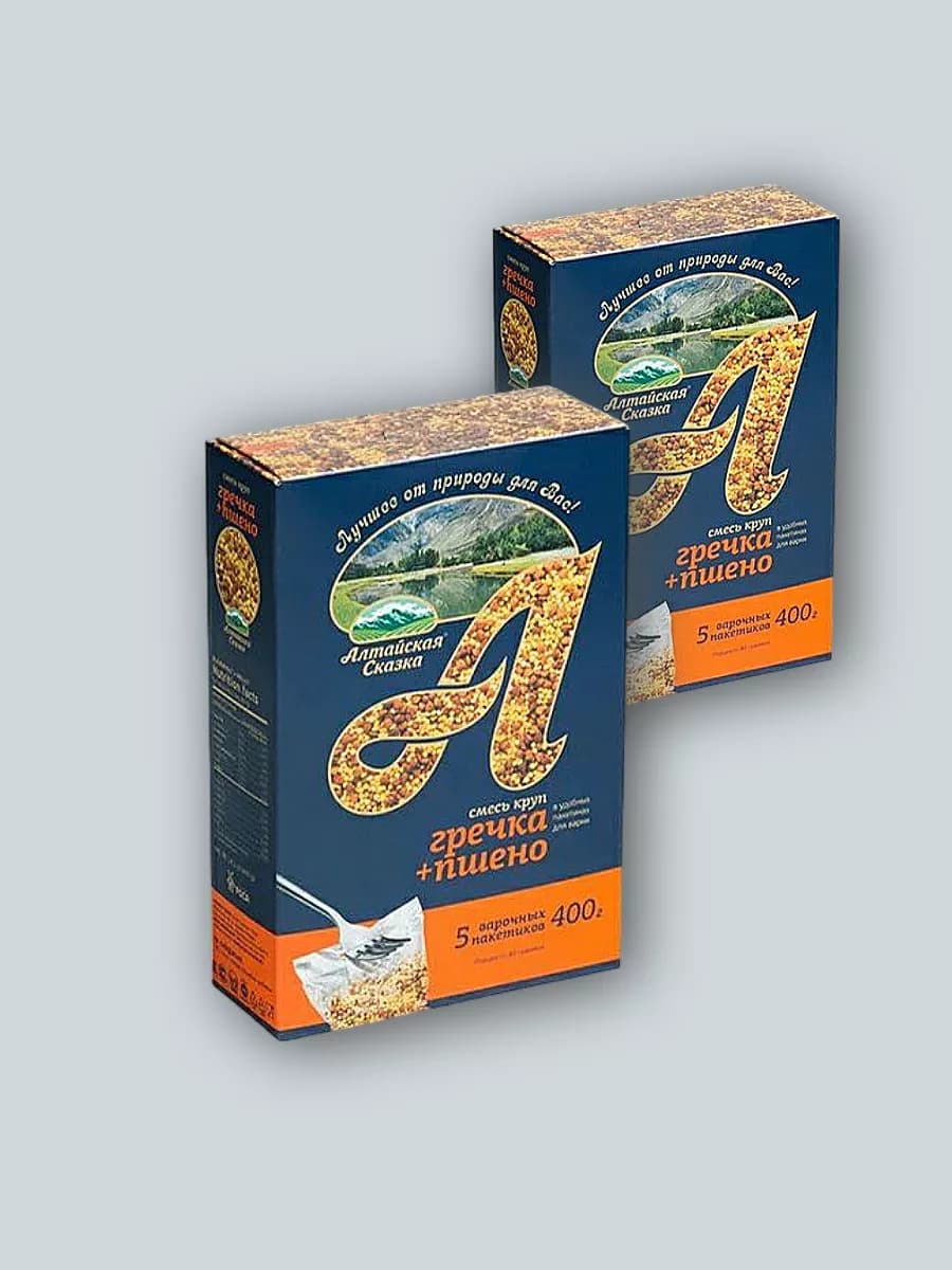 Гречка + пшено в пакетах 400г 2шт