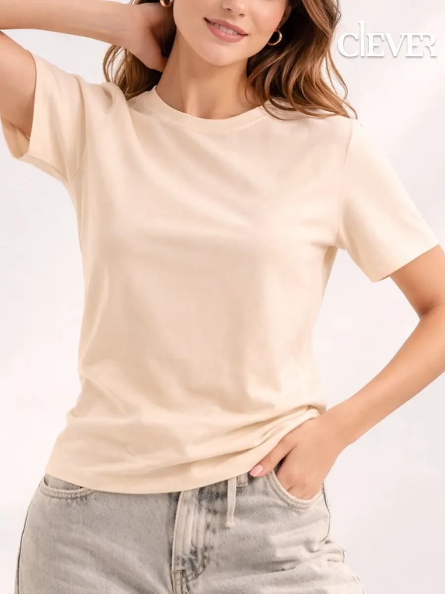 Футболка бежевая однотонная хлопок