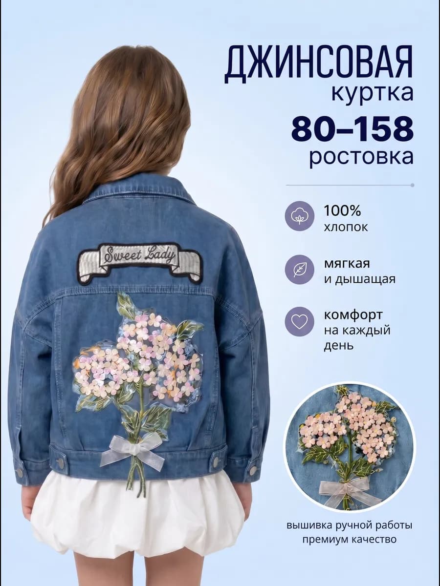 Джинсовая куртка оверсайз для девочки