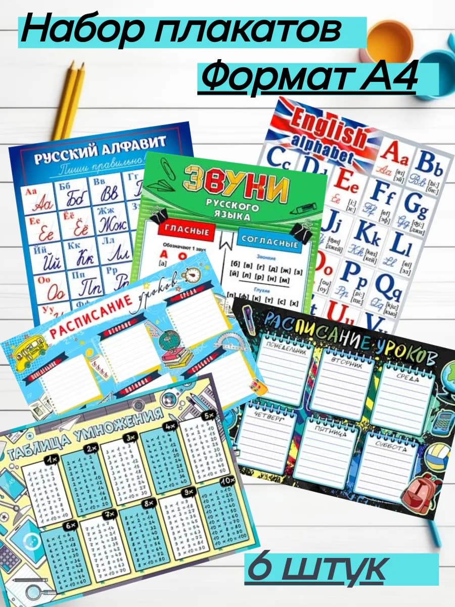 Детские плакаты карточки шпаргалки алфавит правила для детей