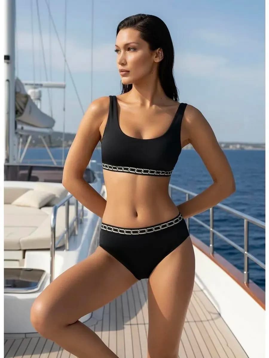 Купальник раздельный с высокой посадкой - фото 1