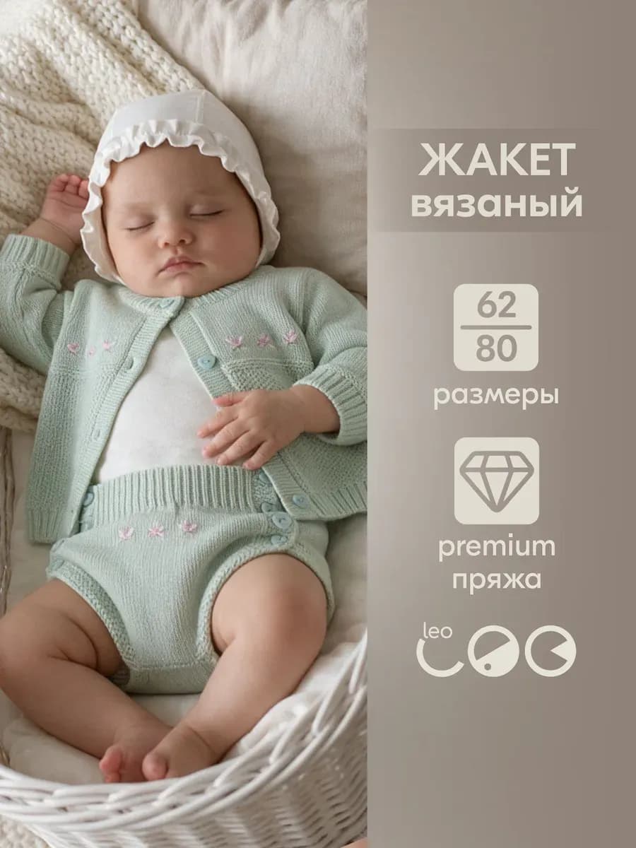 Кофточка вязаная для новорожденной на выписку
