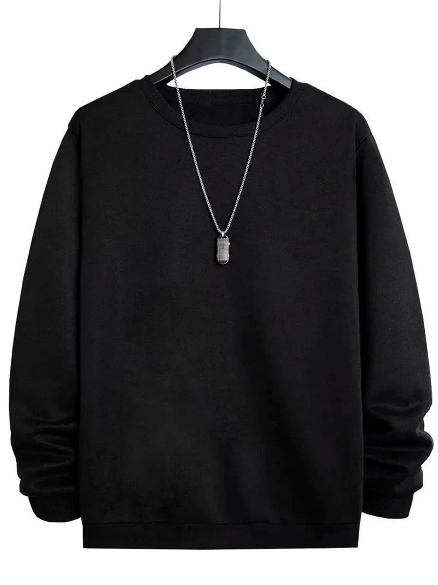 Свитшот черный однотонный базовый без начеса