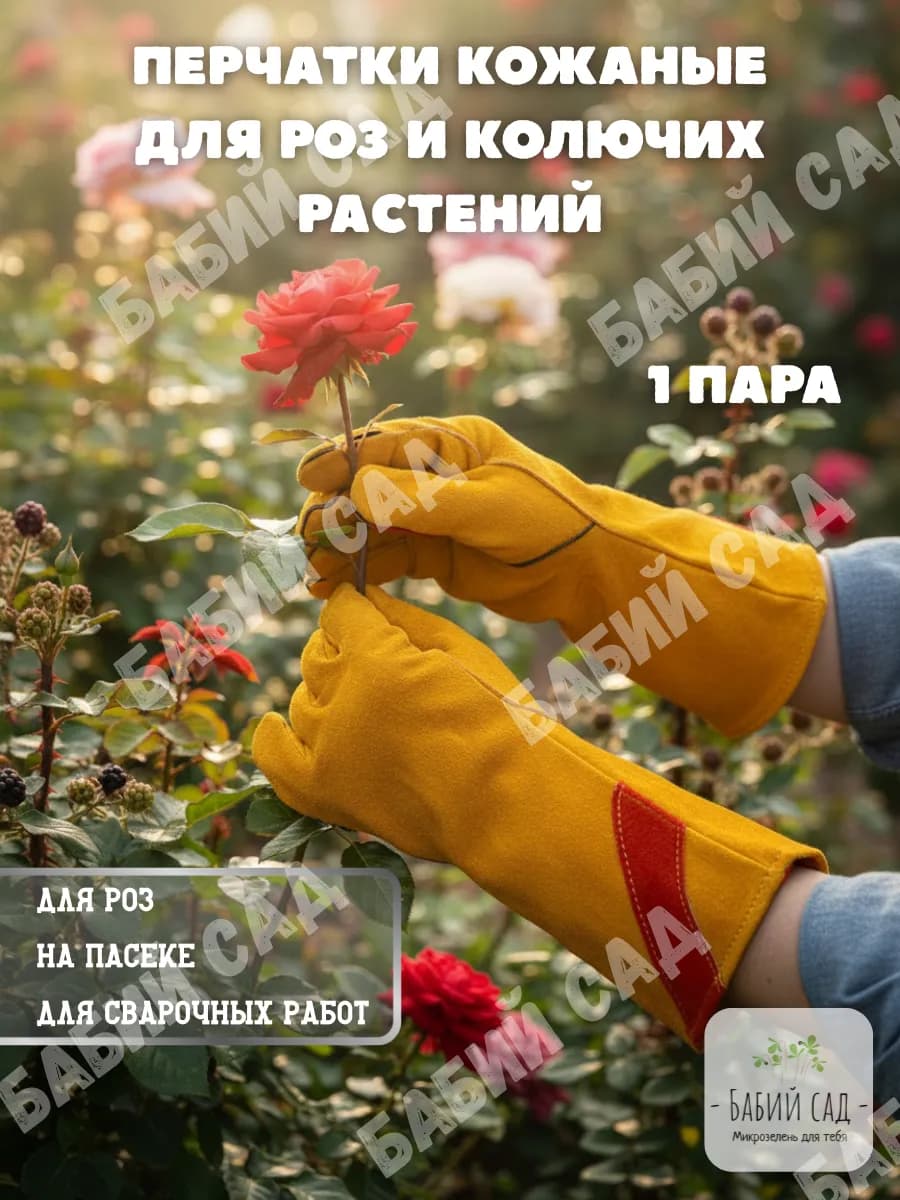 Садовые кожаные перчатки для роз и колючих растений краги