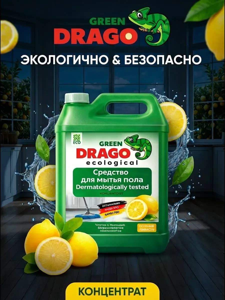 Средство для мытья полов ламината 5 литров лимон