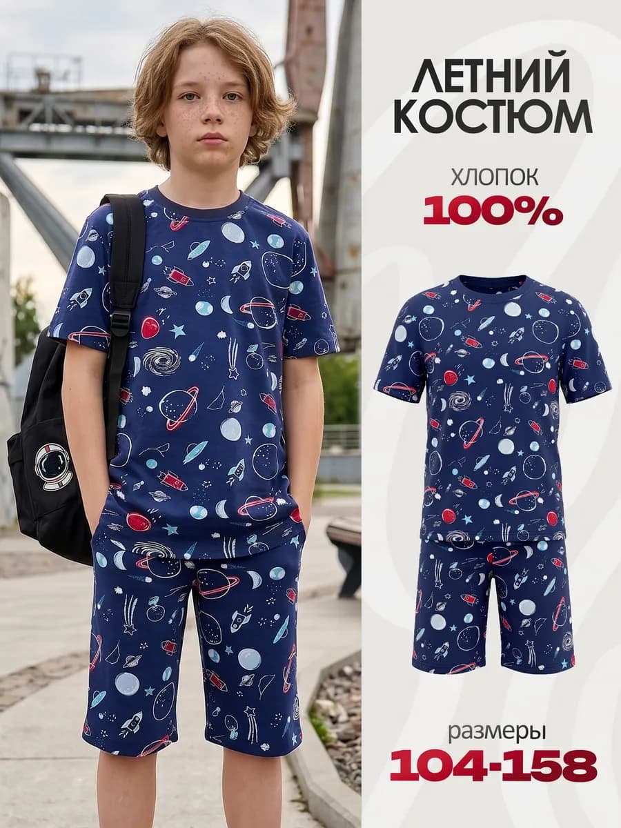 Летний костюм спортивный с шортами и футболкой домашний